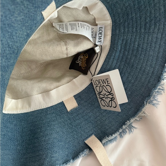 Loewe Frayed Denim Hat with Logo Straps main image 16